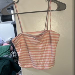 Pacsun Pink and White Tank Top